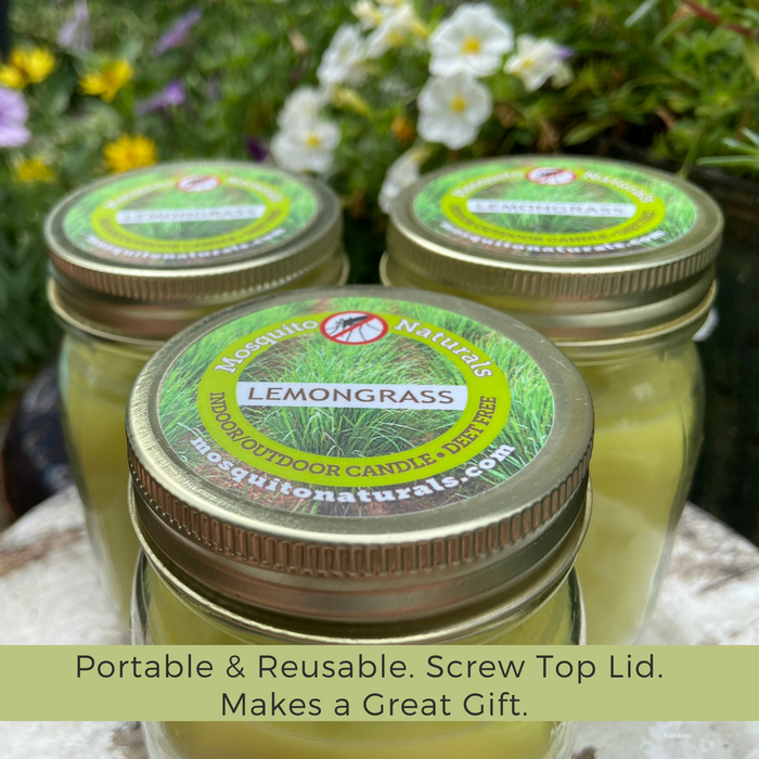 Mosquito Repellent Candle Natural Lemongrass | 12 Oz., Set of 3 | Soy-Base, Infused with Essential Oils | Made in USA