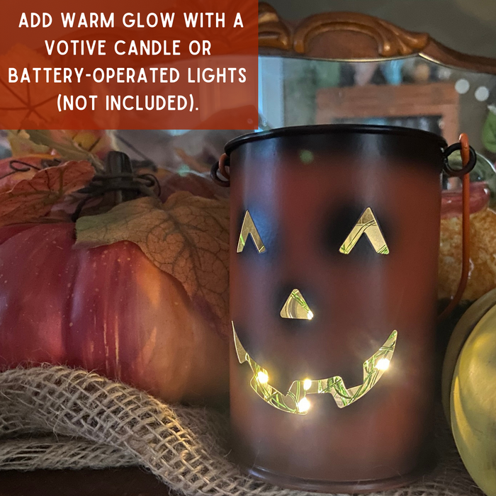 Halloween Pumpkin Metal 4.25” Tealight Candle Holders (Set of 3) | Indoor/Outdoor, Use as Tabletop Centerpiece or Hanging Decor