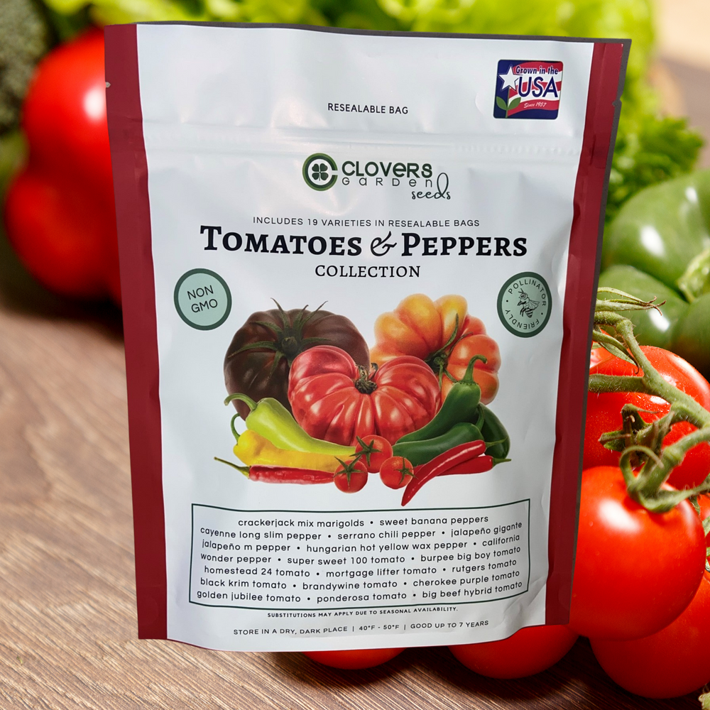 Tomatoes & Peppers Seeds Kit | 19 Varieties, 500+ Seeds, Non-GMO, Resealable Waterproof Bag