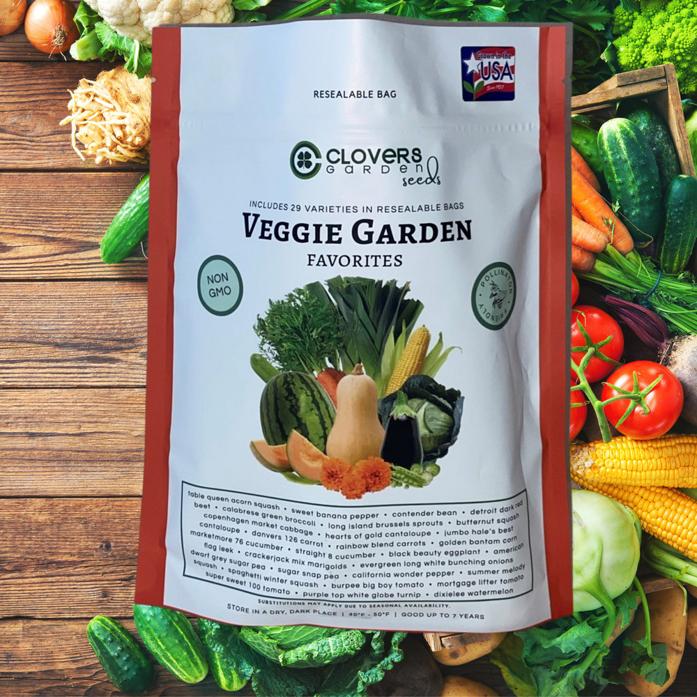 Vegetable Garden Favorites Seed Kit | 29 Varieties, 725+ Seeds, Non-GMO, Resealable Waterproof Bag