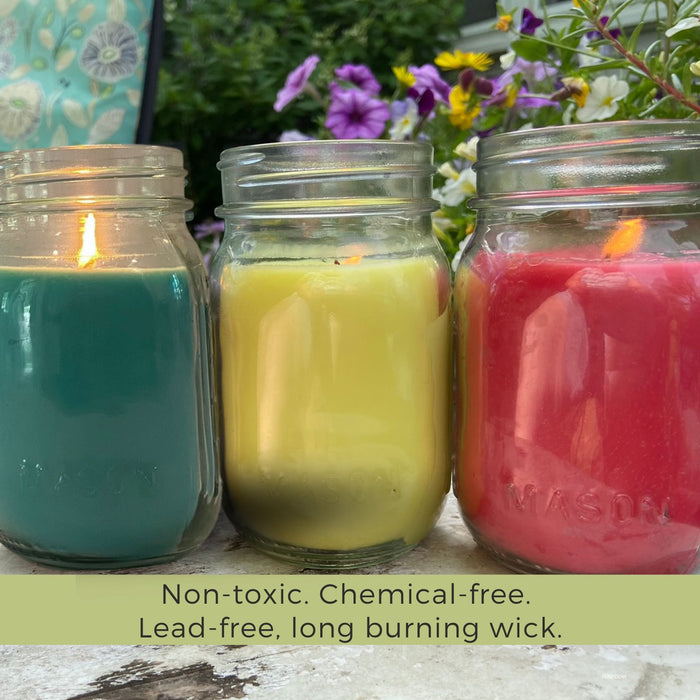 Mosquito Repellent Candle Natural Enchanted Garden | 12 Oz. Each, Set of 3 Multi-Scent | Soy-Base, Lemongrass, Fresh Mint, Rosemary & Sage | Made in USA