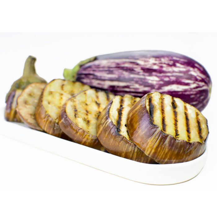 Eggplant Fairytale | Two Live Plants | Non-GMO | Striped Lavender-White Fruit | High-Yield, Compact, Heat Tolerant