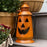 Halloween Pumpkin Rustic Small Lantern with Handle - Metal Jack O Lantern Fall Decoration, Standing or Hanging, Holds Pillar Candle - Indoor, Outdoor