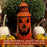 Halloween Pumpkin Rustic Small Lantern with Handle - Metal Jack O Lantern Fall Decoration, Standing or Hanging, Holds Pillar Candle - Indoor, Outdoor