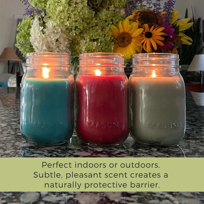 Mosquito Repellent Candle Natural Backyard Boho | 12 Oz. Each, Set of 3 Multi-Scent | Soy-Base, Rosemary & Sage, Fresh Mint, Eucalyptus | Made in USA