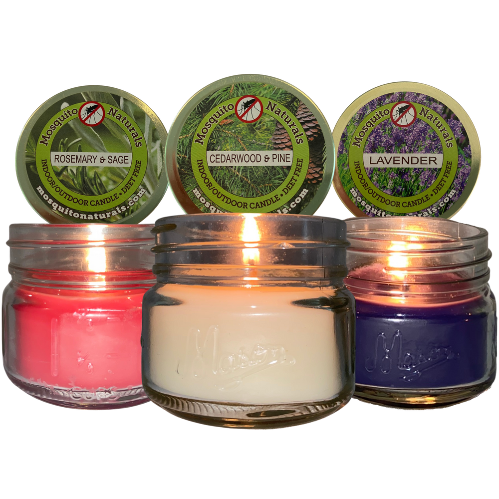 Mosquito Repellent Candle Natural Northern Lights Collection | 3 Oz, Set of 3 Multi-Scent | Soy-Base, Rosemary Sage, Cedarwood Pine, Lavender | Made in USA