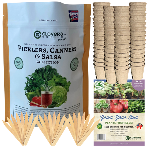 Picklers, Canners & Salsa Grow Kit | 500 Seeds, 20 Varieties + 60 Organic EcoPaper Seed Pots | Non-GMO, Resealable Bags, Peat-Alternative